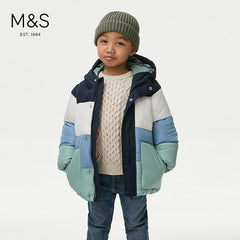 M&S STORMWEAR PADDED COLOR BLOCK JACKET