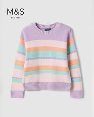 M&S PASTEL MULTICOLOR STRIPED KNITTED SWEATER