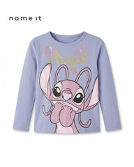 NAME IT GIRLS LILAC ANGEL GRAPHIC LONG SLEEVE T-SHIRT
