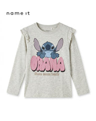 NAME IT GREY STITCH OHANA LONG SLEEVE T-SHIRT