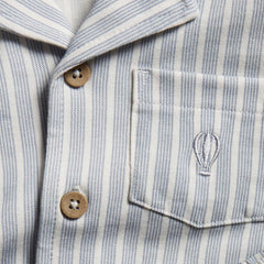 NEWBIE BLUE STRIPED BUTTONED LONG SLEEVE T-SHIRT