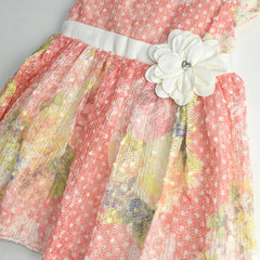 NEWE BABY GIRL ORANGE FLORAL DRESS WITH BOW