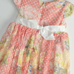 NEWE BABY GIRL ORANGE FLORAL DRESS WITH BOW