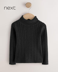 NEXT BLACK CABLE KNIT HIGH NECK JUMPER