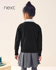 NEXT BLACK COTTON RICH SCHOOL V-NECK CARDIGAN -2A