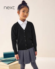 NEXT BLACK COTTON RICH SCHOOL V-NECK CARDIGAN -2A