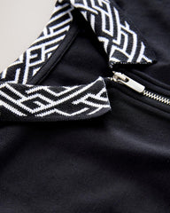 NEXT BLACK GEO COLLAR ZIP NEXK POLO SHIRT