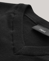 NEXT BLACK KNITTED V-NECK SWEATER -1A