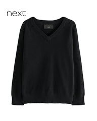 NEXT BLACK KNITTED V-NECK SWEATER -1A
