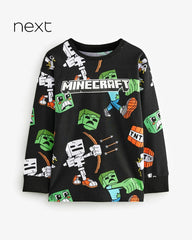 NEXT BLACK MINECRAFT ALL OVER PRINT LONG SLEEVE T-SHIRT