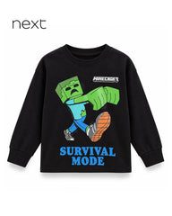 NEXT BLACK MINECRAFT SURVIVAL MODE LONG SLEEVE T-SHIRT