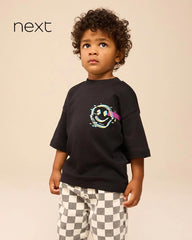 NEXT BLACK OVERSIZED BACK PRINTED T-SHIRT