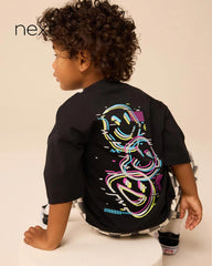 NEXT BLACK OVERSIZED BACK PRINTED T-SHIRT