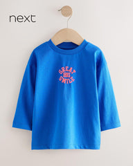 NEXT BLUE BIG SMILE RELAX FIT LONG SLEEVE T-SHIRT