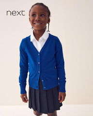 NEXT BLUE COTTON RICH SCHOOL V-NECK CARDIGAN -6A