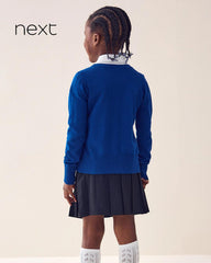 NEXT BLUE COTTON RICH SCHOOL V-NECK CARDIGAN -6A