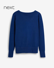 NEXT BLUE COTTON RICH SCHOOL V-NECK CARDIGAN -6A