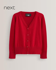 NEXT BLUE COTTON RICH SCHOOL V-NECK CARDIGAN 7A