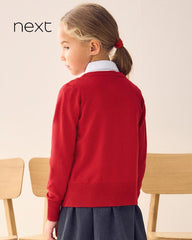NEXT BLUE COTTON RICH SCHOOL V-NECK CARDIGAN 7A