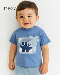 NEXT BLUE DINO APPLIQUE PRINTED T-SHIRT