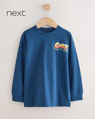 NEXT BLUE GAMER GRAPHIC PRINTED LONG SLEEVE T-SHIRT