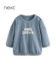 NEXT BLUE HOME GROWN LONG SLEEVE COTTON T-SHIRT