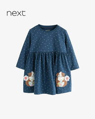 NEXT BLUE LONG SLEEVE SMBELLISHED DRESS