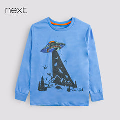 NEXT BLUE LONG SLEEVE UFO T-SHIRT