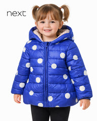 NEXT BLUE POLKA DOT PUFFER JACKET WITH HOOD