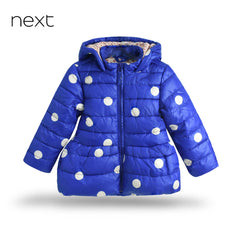 NEXT BLUE POLKA DOT PUFFER JACKET WITH HOOD