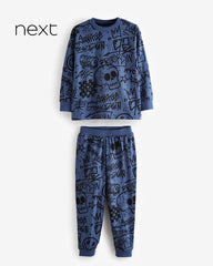 NEXT BLUE PRINTED LONG SLEEVE T-SHIRT AND TROUSER SET