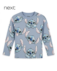 NEXT BLUE STITCH ALL OVER PRINT LONG SLEEVE T-SHIRT