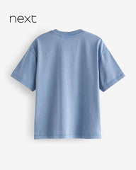 NEXT BLUE VARSITY WASHET COTTON T-SHIRT