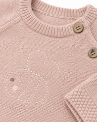 NEXT BLUSH PINK EMBROIDERED BUMBLEBEE KNITTED SWEATER