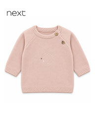 NEXT BLUSH PINK EMBROIDERED BUMBLEBEE KNITTED SWEATER