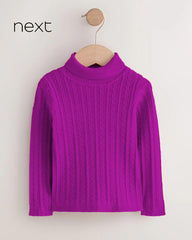 NEXT BRIGHT PURPLE CABLE KNIT HIGH NECK JUMPER