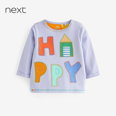 NEXT BRIGHT PURPLE HAPPY EMBOSSED T-SHIRT