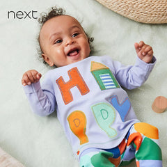 NEXT BRIGHT PURPLE HAPPY EMBOSSED T-SHIRT