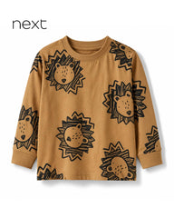 NEXT BROWN LION PRINT LONG SLEEVE T-SHIRT