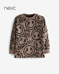 NEXT BROWN PRINTED LONG SLEEVE T-SHIRT AND TROUSER SET