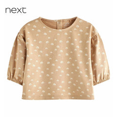 NEXT BROWN PRINTED LONG SLEEVE TOP