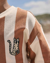 NEXT BROWN STRIPED SHORT SLEEVE T-SHIRT