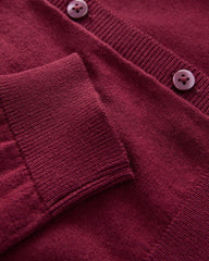 NEXT BURGUNDY COTTON RICH FRILL SHOULDER SCHOOL CARDIGAN -18A