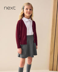 NEXT BURGUNDY COTTON RICH SCHOOL V-NECK CARDIGAN -10A