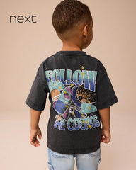 NEXT CHARCOAL ACID WASH BACK PRINT T-SHIRT