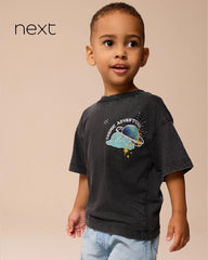 NEXT CHARCOAL ACID WASH BACK PRINT T-SHIRT