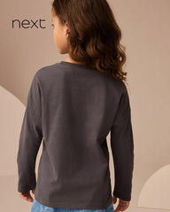 NEXT CHARCOAL GREY HEART SEQUIN LONG SLEEVE T-SHIRT