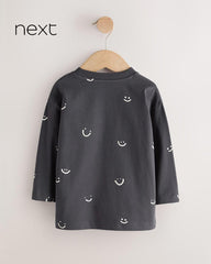 NEXT CHARCOAL SMILEY PRINT LONG SLEEVE T-SHIRT