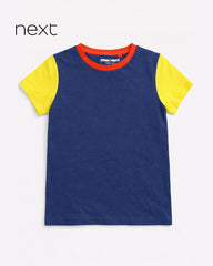 NEXT COBLAT BLUE YELLOW COLOR BLOCK T-SHIRT