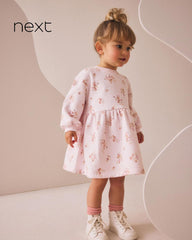 NEXT CREAM FLORAL SWEAT DRESS